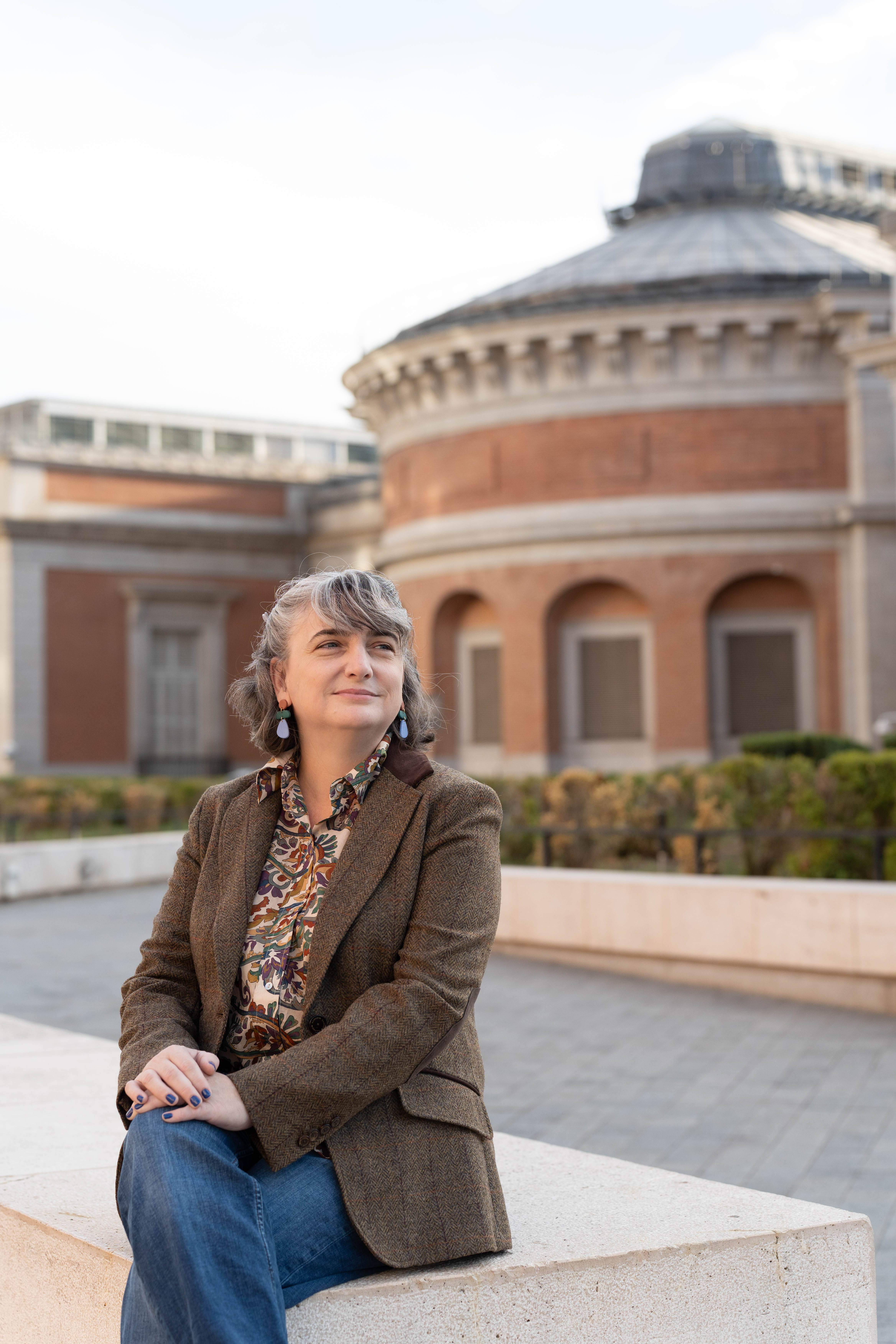 Laura-Edythe sitting outside the Prado Museum